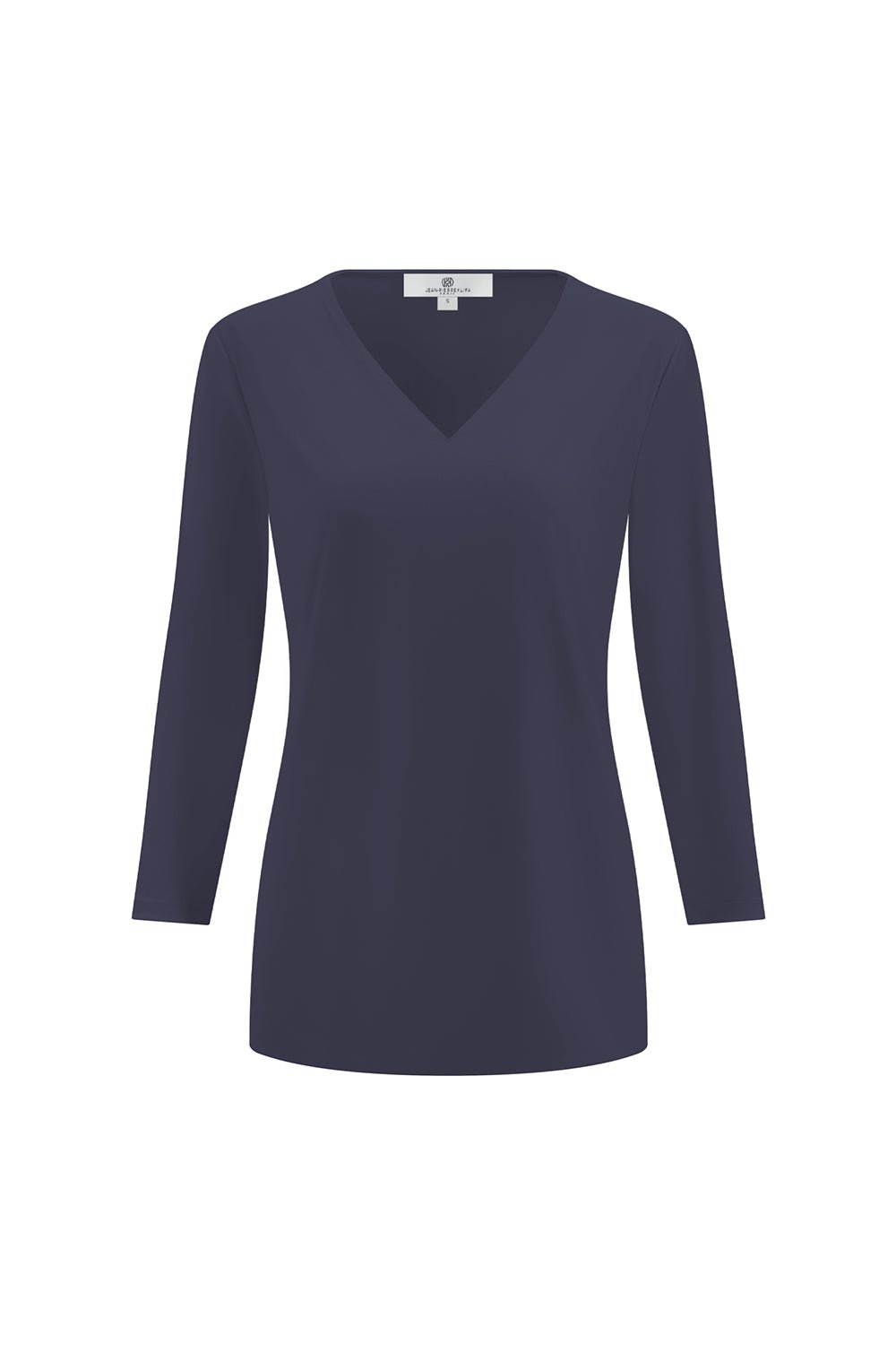 V-Neck Solid Top Jet Navy APPAREL - TOP - SHIRT jeanpierreklifa.com