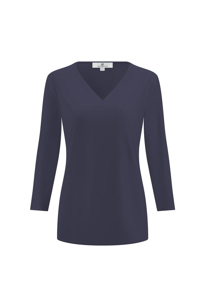 V-Neck Solid Top Jet Navy APPAREL - TOP - SHIRT jeanpierreklifa.com