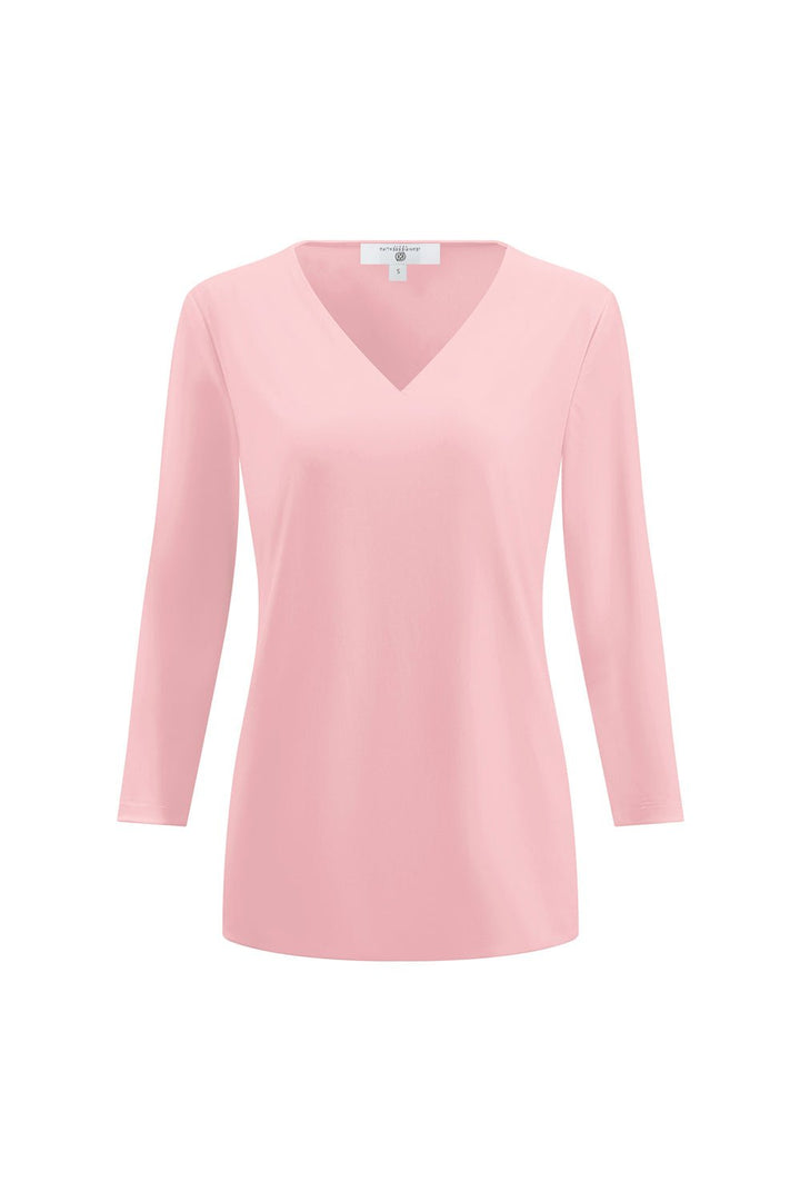 V-Neck Solid Top Rose APPAREL - TOP - SHIRT jeanpierreklifa.com