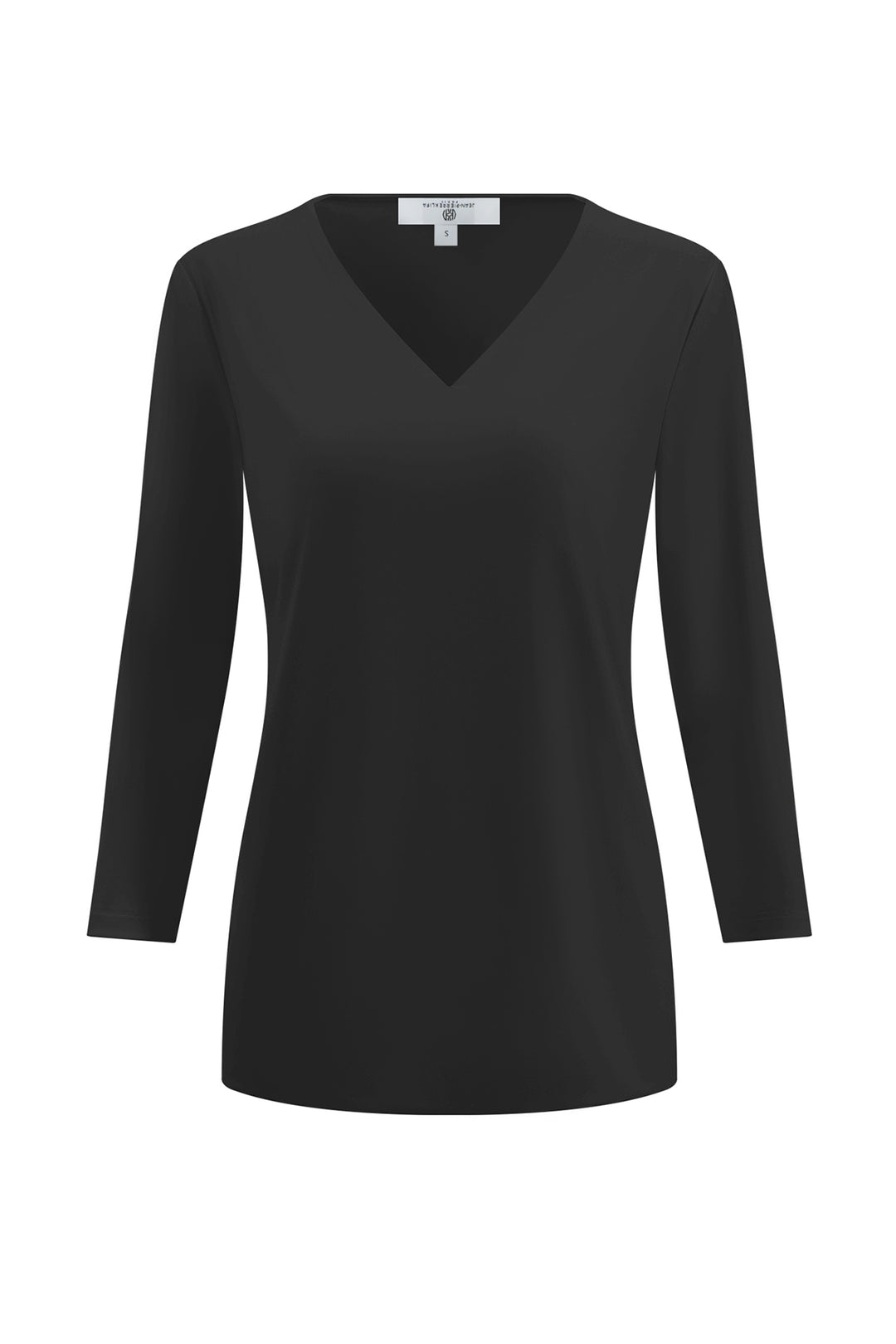 V-Neck Solid Top Black APPAREL - TOP - SHIRT jeanpierreklifa.com