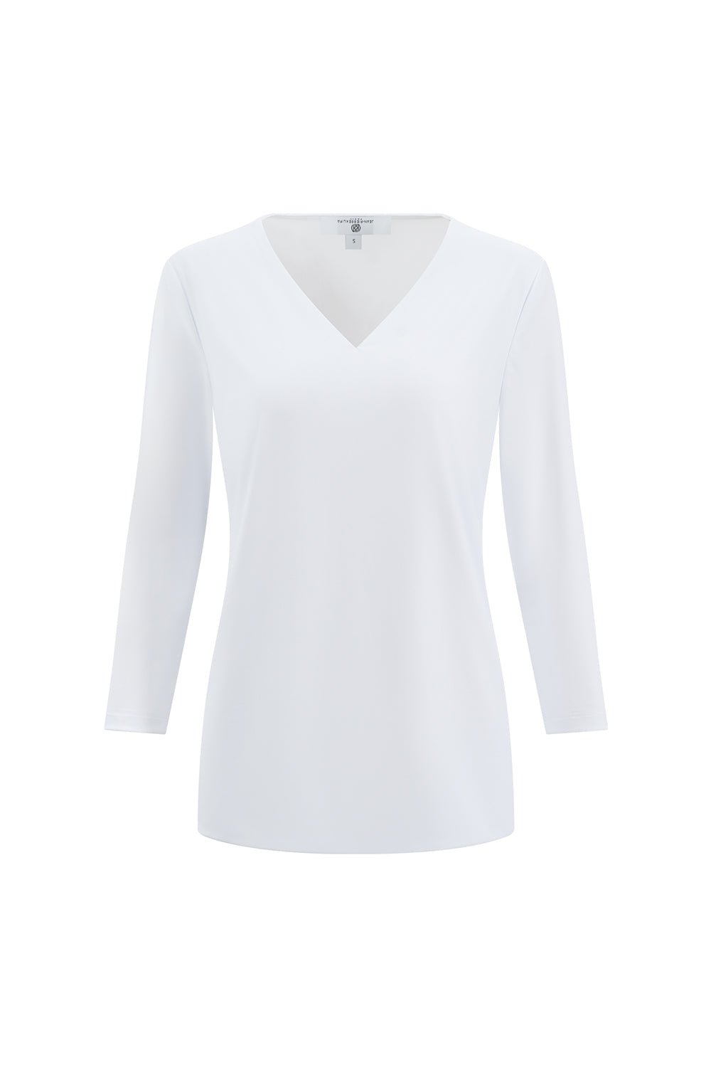 V-Neck Solid Top White APPAREL - TOP - SHIRT jeanpierreklifa.com
