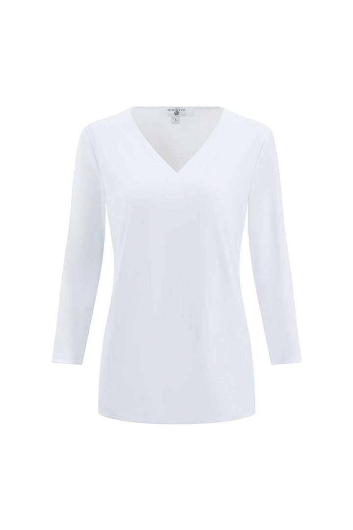 V-Neck Solid Top White APPAREL - TOP - SHIRT jeanpierreklifa.com