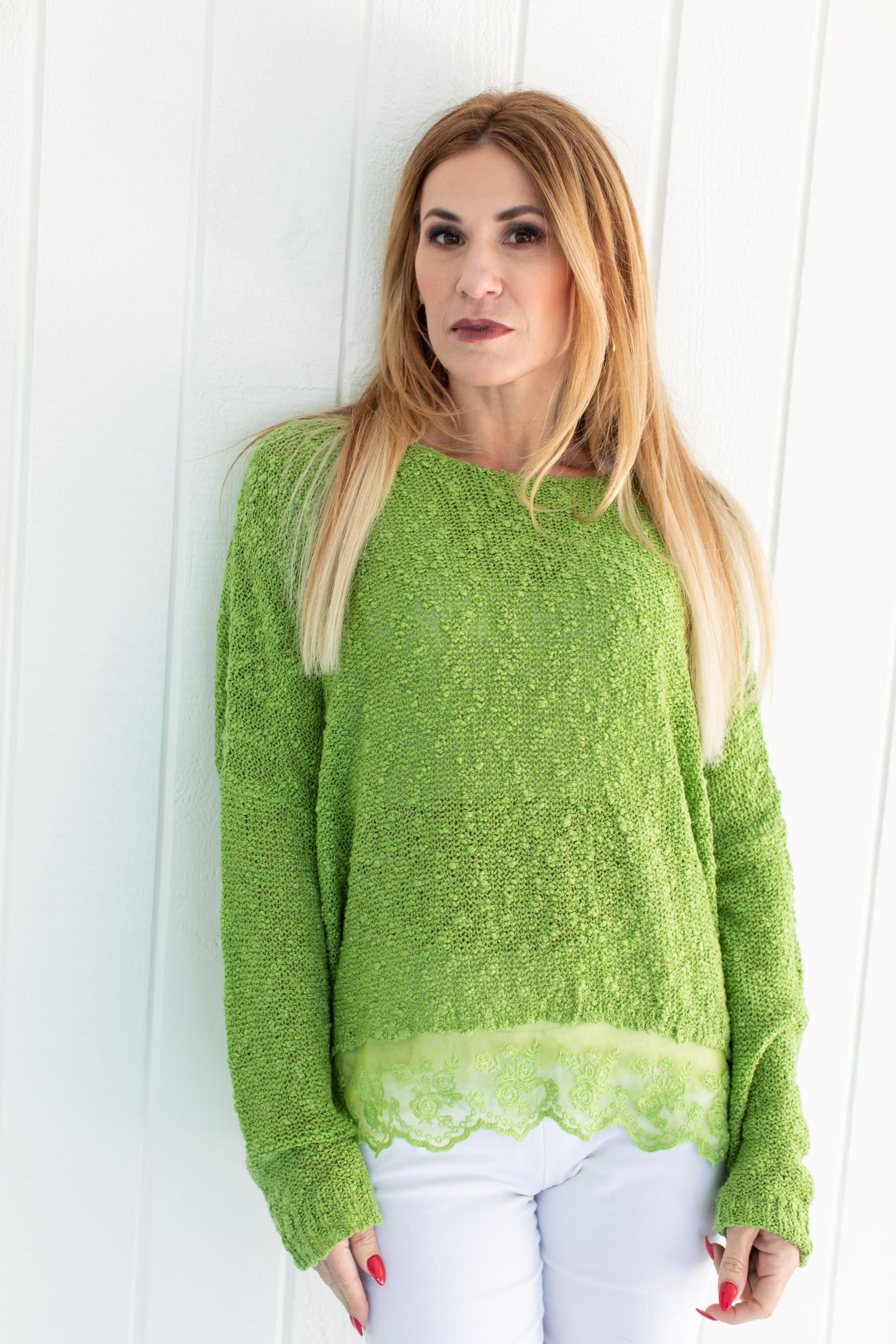 Lace Sweater Pistachio Tops JPK Outlet   