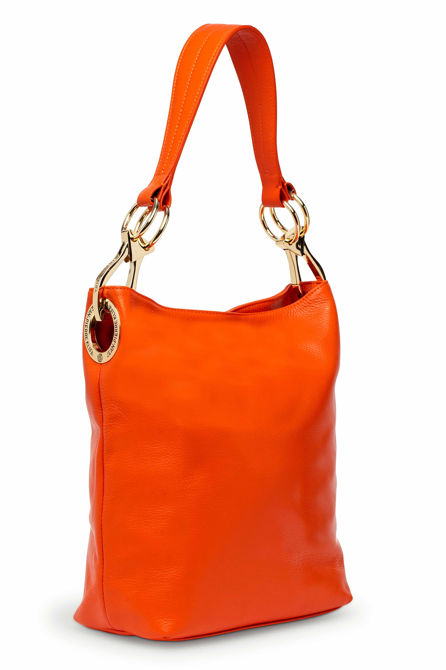 Leather Bucket Bag Mandarine Handbag Jean-Pierre Klifa   