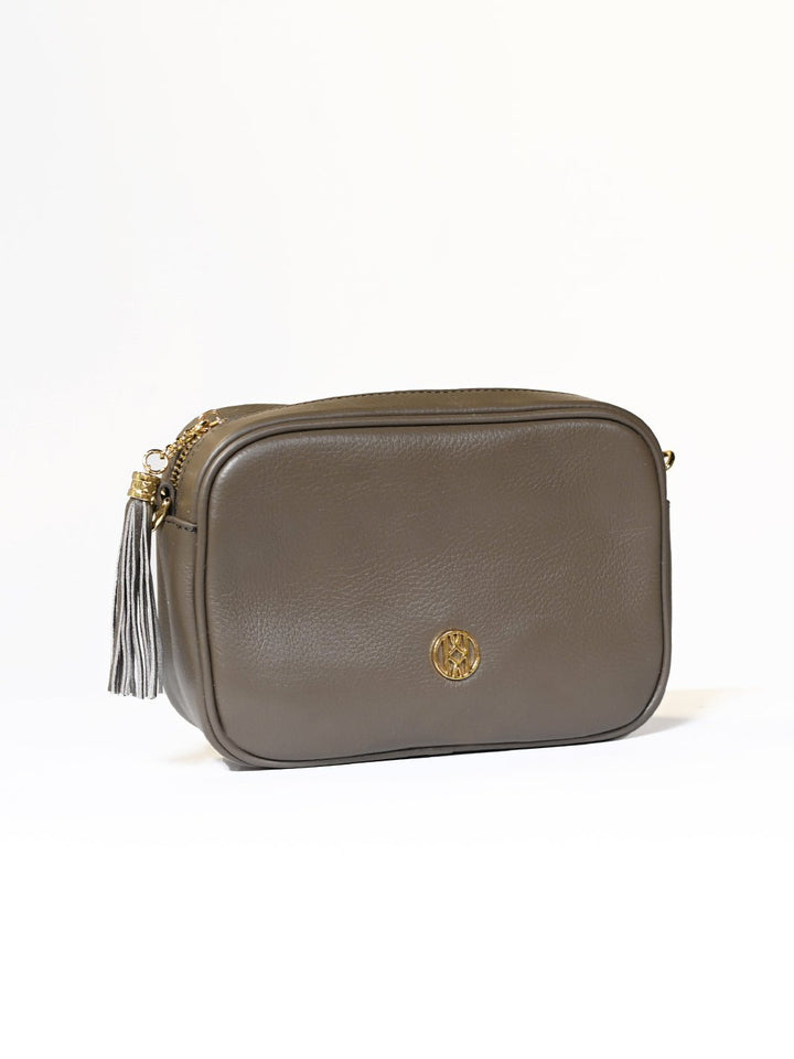 Leather Side Bag Taupe ACCESSORY - HANDBAG jeanpierreklifa.com   