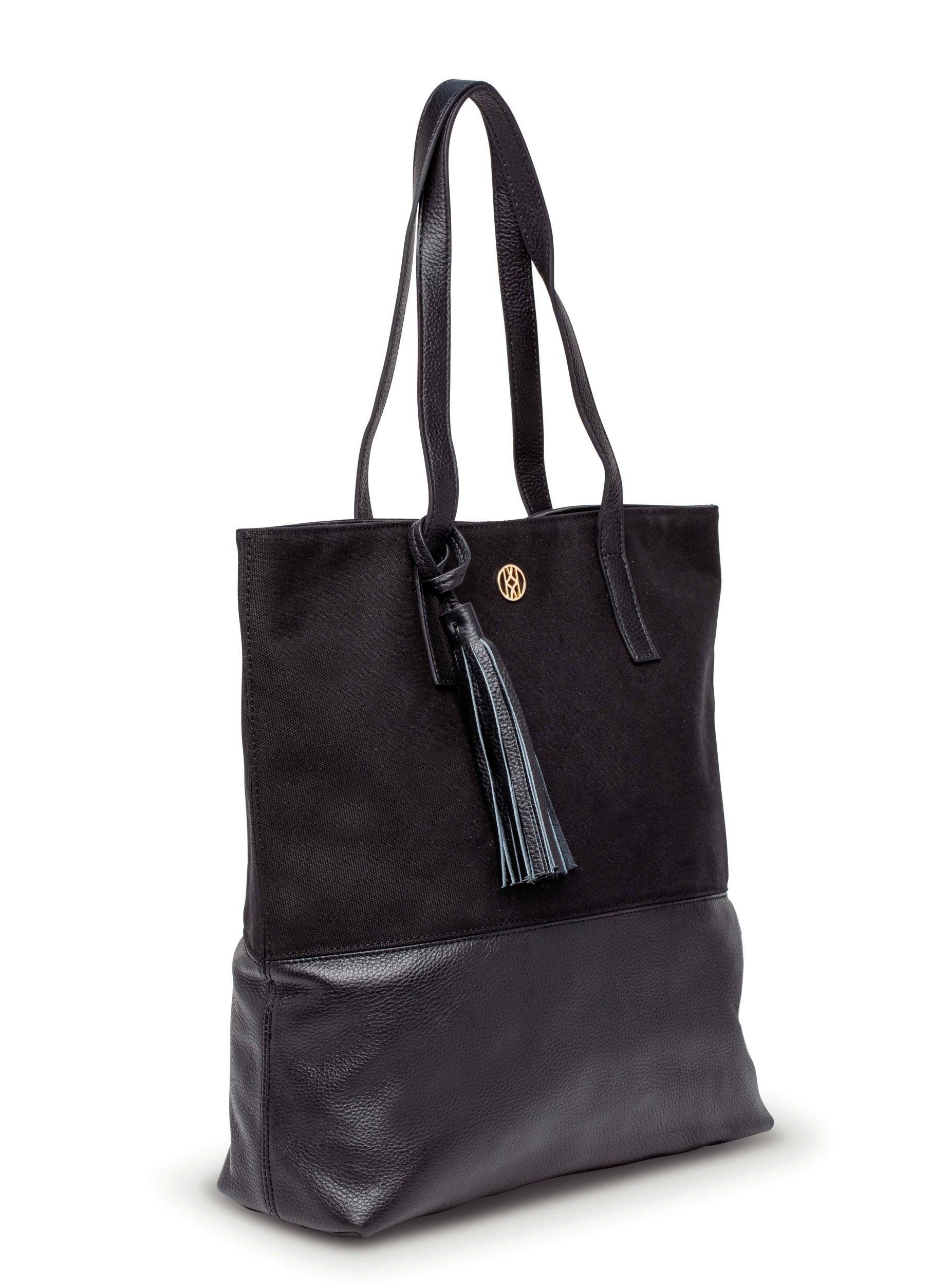 Canvas Shopper Black Handbag jeanpierreklifa.com   