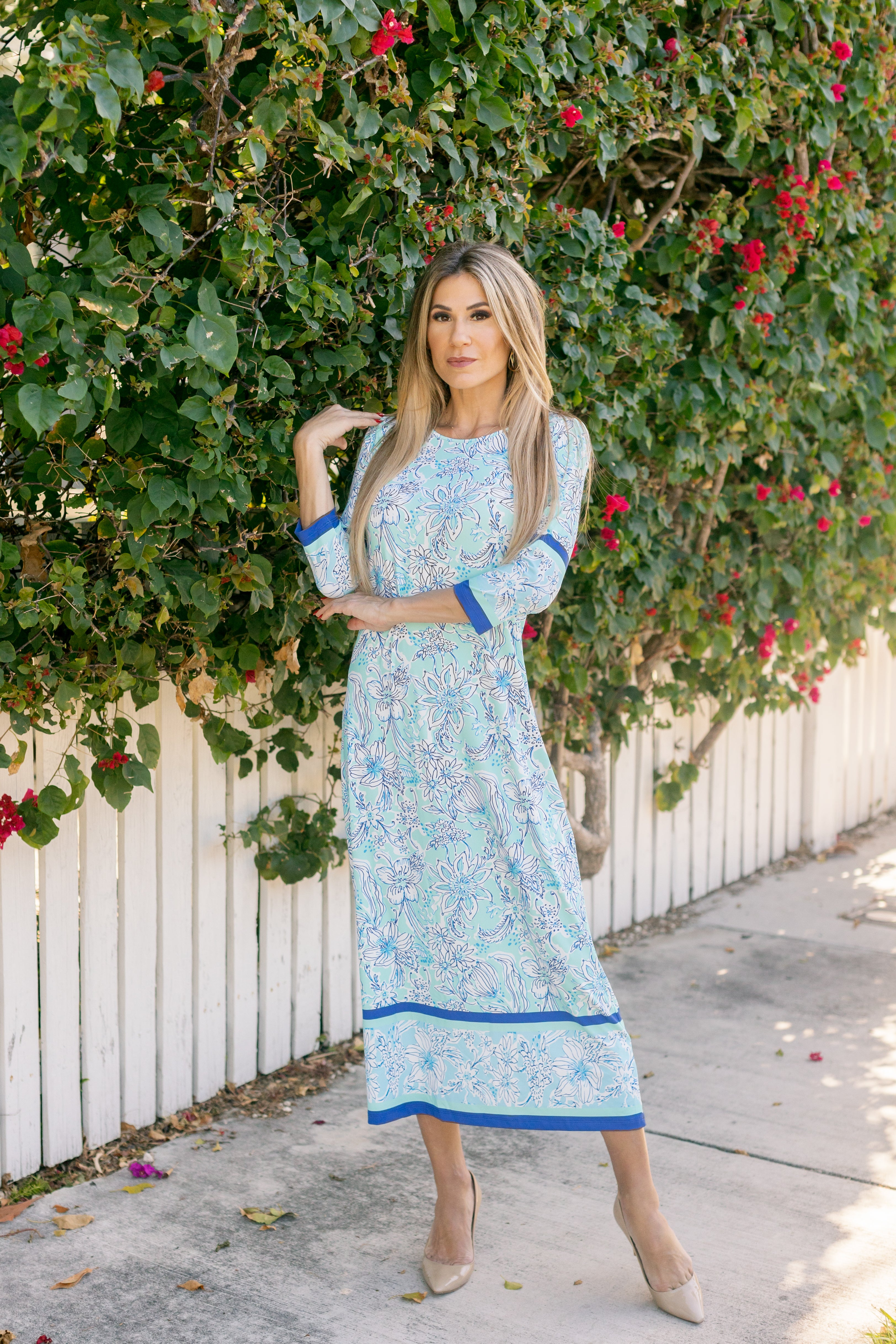 Athena Long Dress Blooms Blue Long Dress Jean-Pierre Klifa   