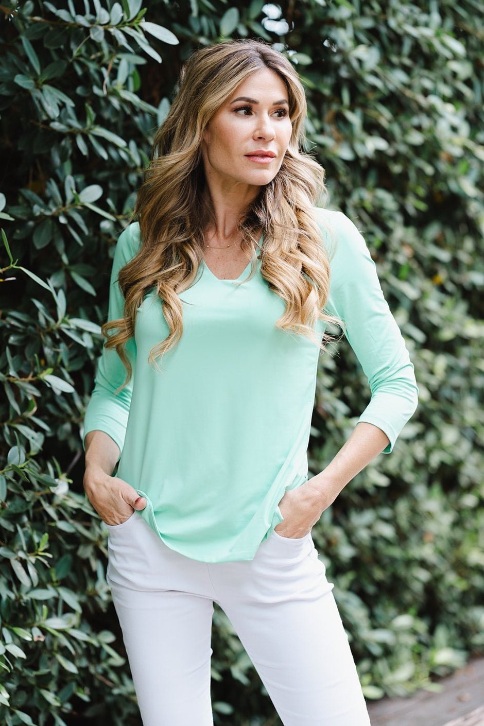 V-Neck Top Mint APPAREL - TOP jeanpierreklifa.com   