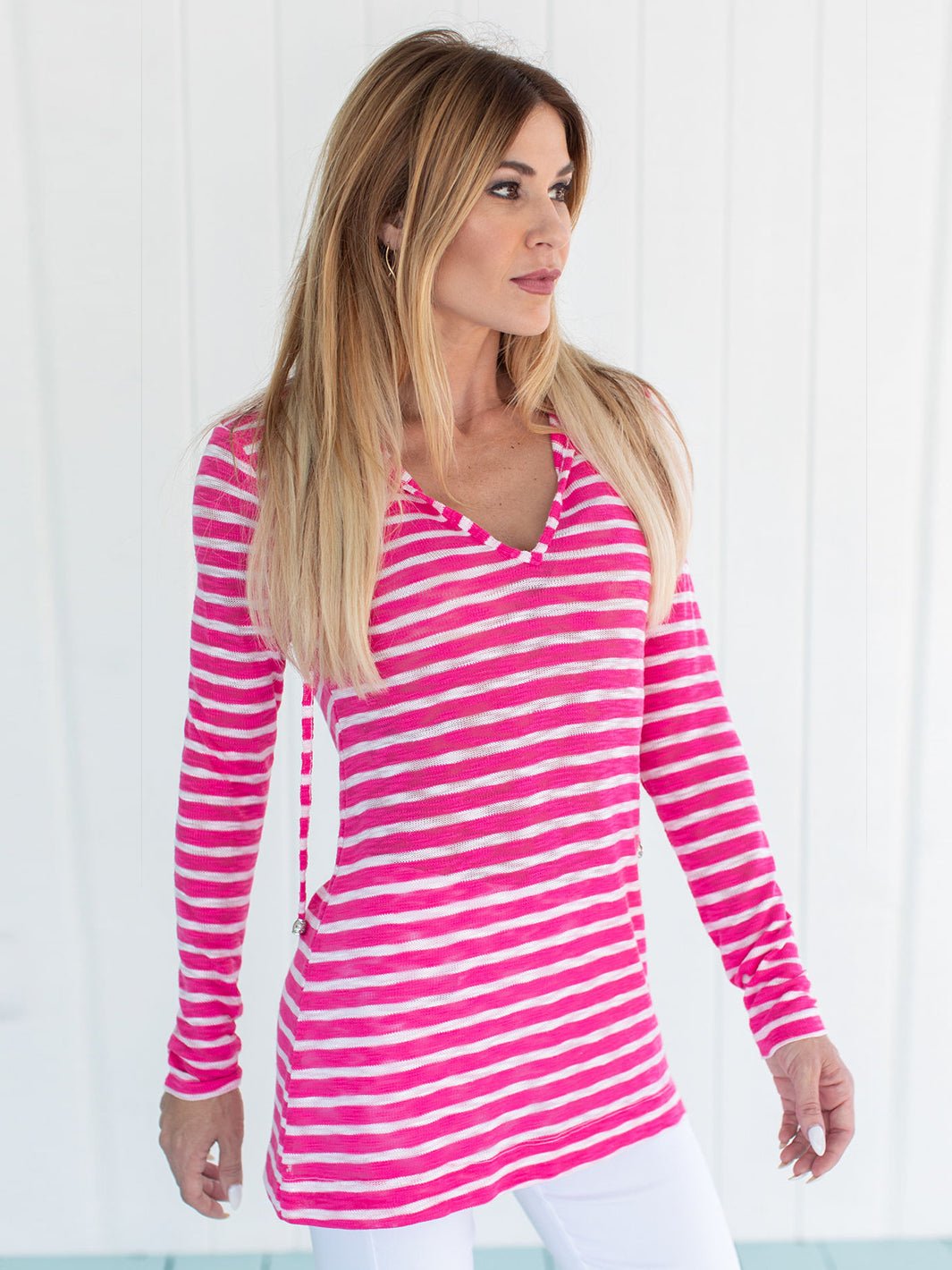 Cabana Hooded Cover Up Fuchsia Tops JPK Outlet   